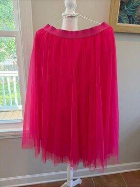 Source Unknown Bright Fuchsia Tulle Midi Skirt